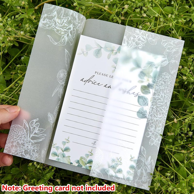 TINYAT 60 Sheets Pre-Folded Vellum Jackets for 5x7 Invitations,White Floral Vellum Paper 5x7 Jackets,Translucent Invitation Sleeve Wraps Floral Paper Envelope Liners for Wedding Baby Shower Invitations Cards - Image 5
